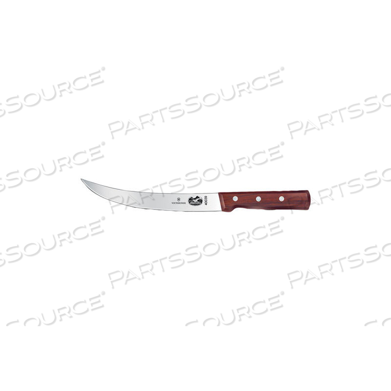 8 BUTCHER AND BREAKING KNIFE, CURVED BLADE, ROSEWOOD HANDLE 40039 