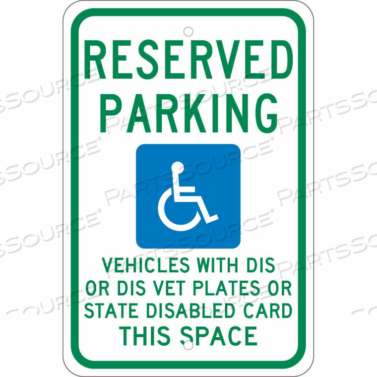 NMC TRAFFIC SIGN, RESERVED PARKING WISCONSIN, 18" X 12", WHITE by National Marker Company