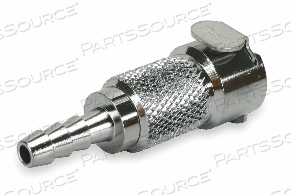 1/4 HOSE BARB VALVED IN-LINE CHROME-PLATED BRASS COUPLING BODY by Colder Products Company