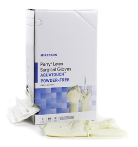 PERRY® LATEX STANDARD CUFF LENGTH SURGICAL GLOVE, SIZE 6½, CREAM (50 PER BOX) by McKesson