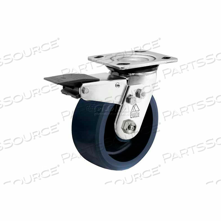 PRISM STAINLESS STEEL TOTAL LOCK SWIVEL CASTER - SOLID URETHANE - 4" DIA. 