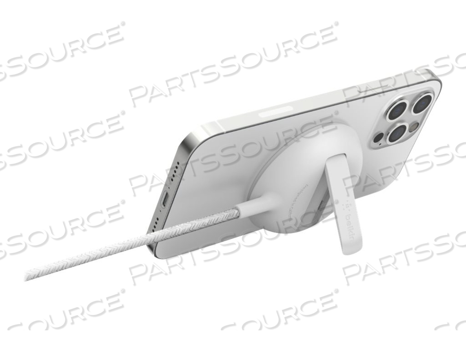 BELKIN BOOST CHARGE PRO - WIRELESS CHARGING PAD + AC POWER ADAPTER - 15 WATT - FAST CHARGE (MAGNETIC) - WHITE - FOR APPLE IPHONE 12, 12 MINI, 12 PRO, by Belkin