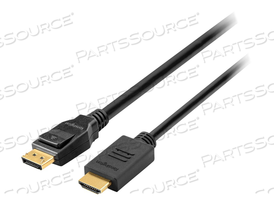 DISPLAYPORT 1.2 (M) TO HDMI (M) PASSIVE CABLE, 6FT, ADAPTER CABLE, DISPLAYPORT MALE TO HDMI MALE, 6 FT, BLACK, PASSIVE, 1080P SUPPORT by Kensington Computer Products DISPLAYPORT 1.2 (M) TO HDMI (M) PASSIVE CABLE, 6FT, ADAPTER CABLE, DISPLAYPORT MALE TO HDMI MALE, 6 FT, BLACK, PASSIVE, 1080P SUPPORT by Kensington Computer Products