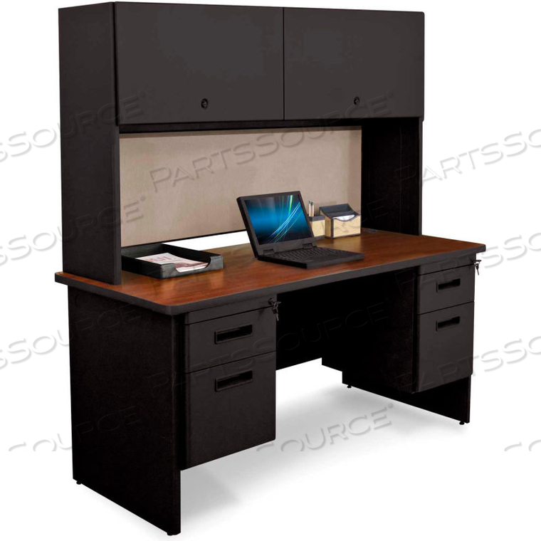 PRONTO 60" DOUBLE FILE DESK CREDENZA INCLUDING FLIPPER DOOR CABINET, 60"W X 24"D BLACK/CHALK 