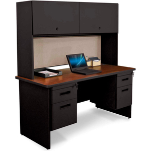 PRONTO 60" DOUBLE FILE DESK CREDENZA INCLUDING FLIPPER DOOR CABINET, 60"W X 24"D BLACK/CHALK by Marvel