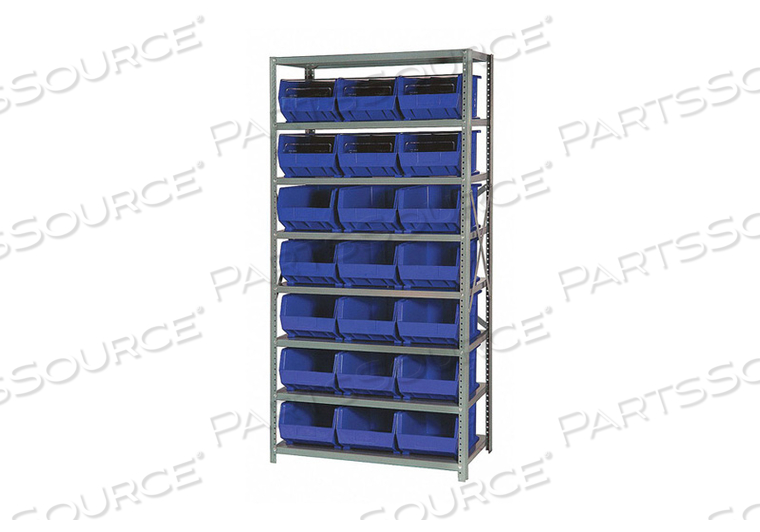 QSBU-255 STEEL SHELVING WITH 21 GIANT STACKING BINS BLUE, 18X36X75 by Quantum Storage Systems QSBU-255 STEEL SHELVING WITH 21 GIANT STACKING BINS BLUE, 18X36X75 by Quantum Storage Systems