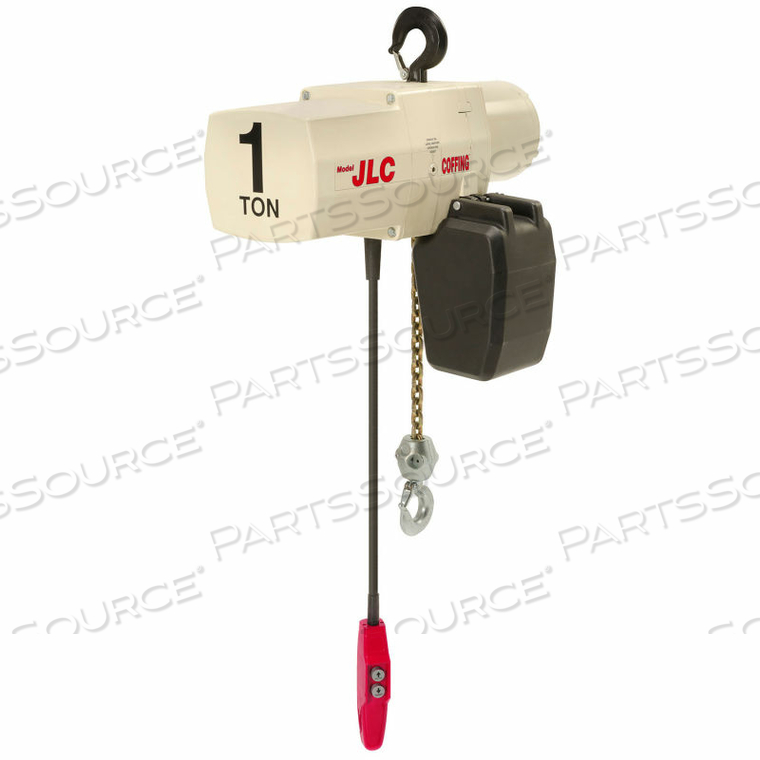 COFFING JLC 1 TON, ELECTRIC CHAIN HOIST W/ CHAIN CONTAINER, 15' LIFT, 16 FPM, 115/230V by Columbus McKinnon COFFING JLC 1 TON, ELECTRIC CHAIN HOIST W/ CHAIN CONTAINER, 15' LIFT, 16 FPM, 115/230V by Columbus McKinnon