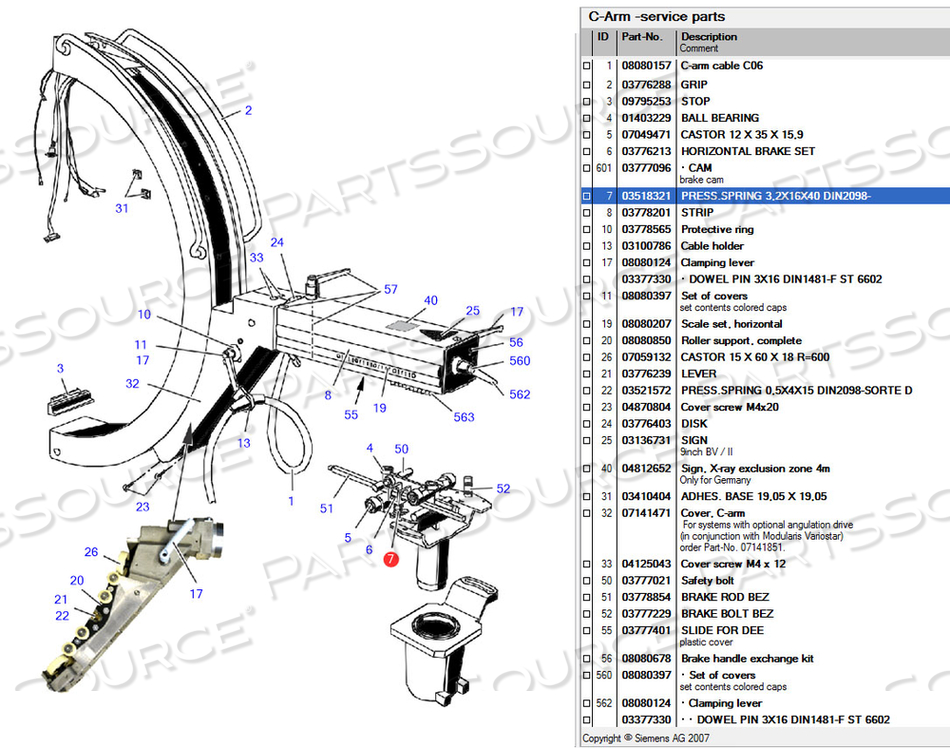 32 X 16 X 40MM COMPRESSION SPRING FOR C-ARM SYSTEM by Siemens Medical Solutions