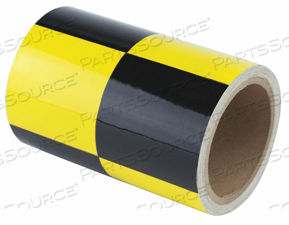 FLOOR MARKING TAPE, GEN PURPOSE, CHECKERED, BLACK/YELLOW, 6 IN X 54 FT, 6 MIL TAPE THICK by Harris
