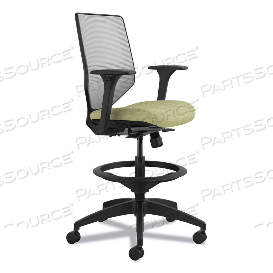 SOLVE SERIES MESH BACK TASK STOOL, SUPPORTS UP TO 300 LB, 23" TO 33" SEAT HEIGHT, MEADOW SEAT, FOG BACK, BLACK BASE 