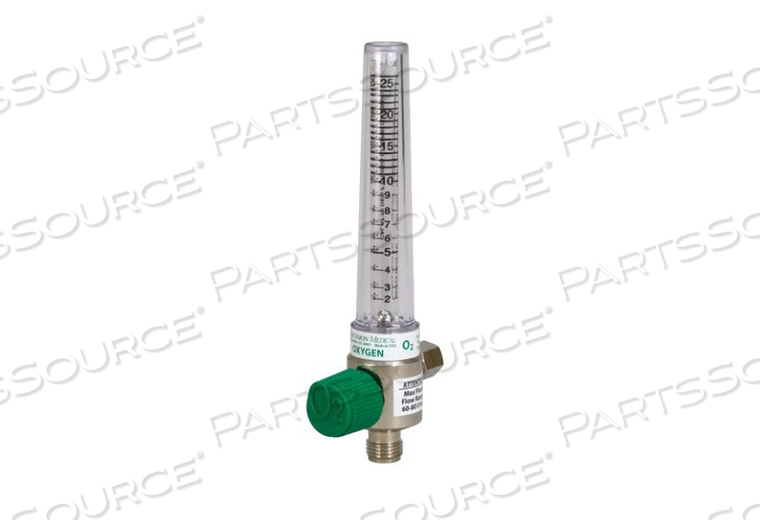 CHROME FLOWMETER, 2 TO 26 LPM, 50 PSI, OXYGEN, POLYCARBONATE, 1 LPM GRADUATION, +/-0.5 LPM by Precision Medical, Inc.
