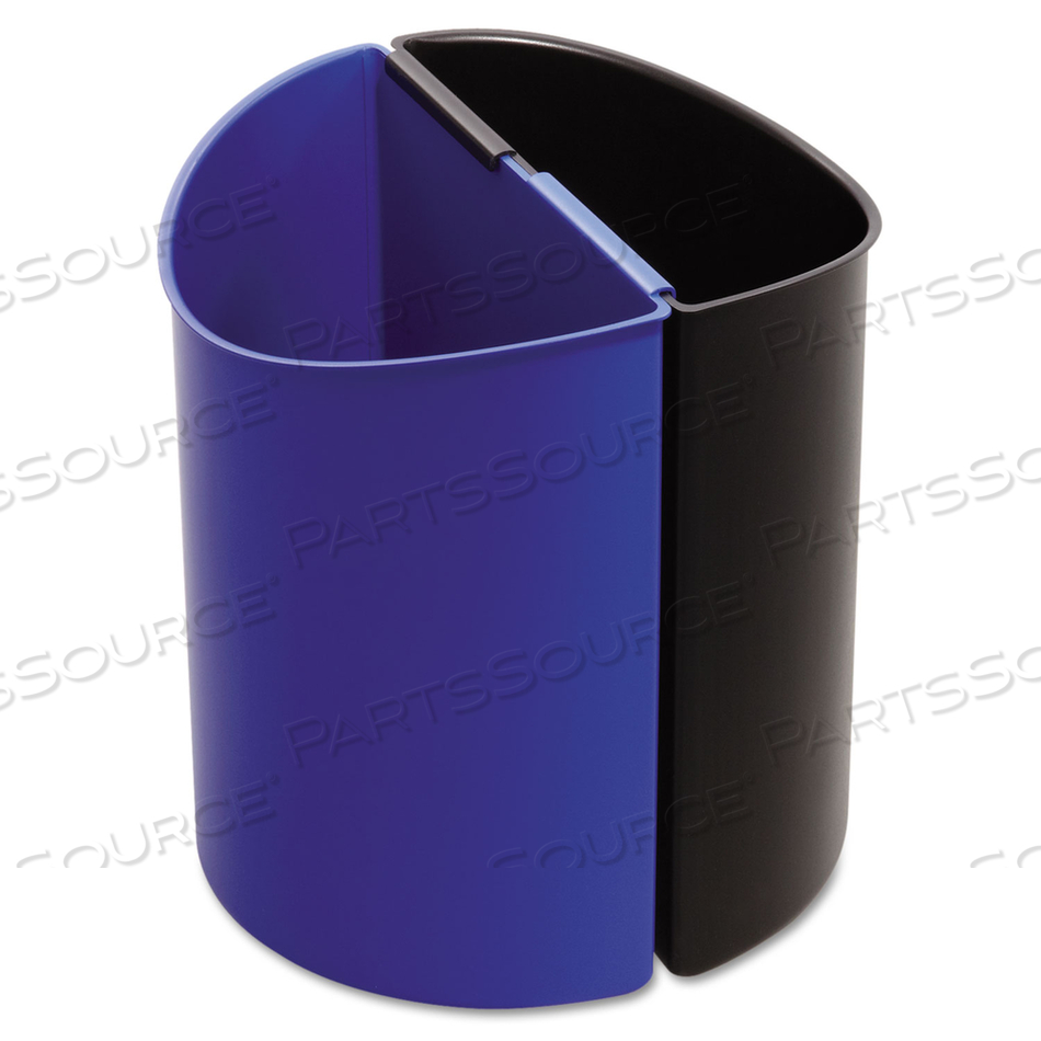 DESK-SIDE RECYCLING RECEPTACLE, 3 GAL, PLASTIC, BLACK/BLUE by Safco DESK-SIDE RECYCLING RECEPTACLE, 3 GAL, PLASTIC, BLACK/BLUE by Safco