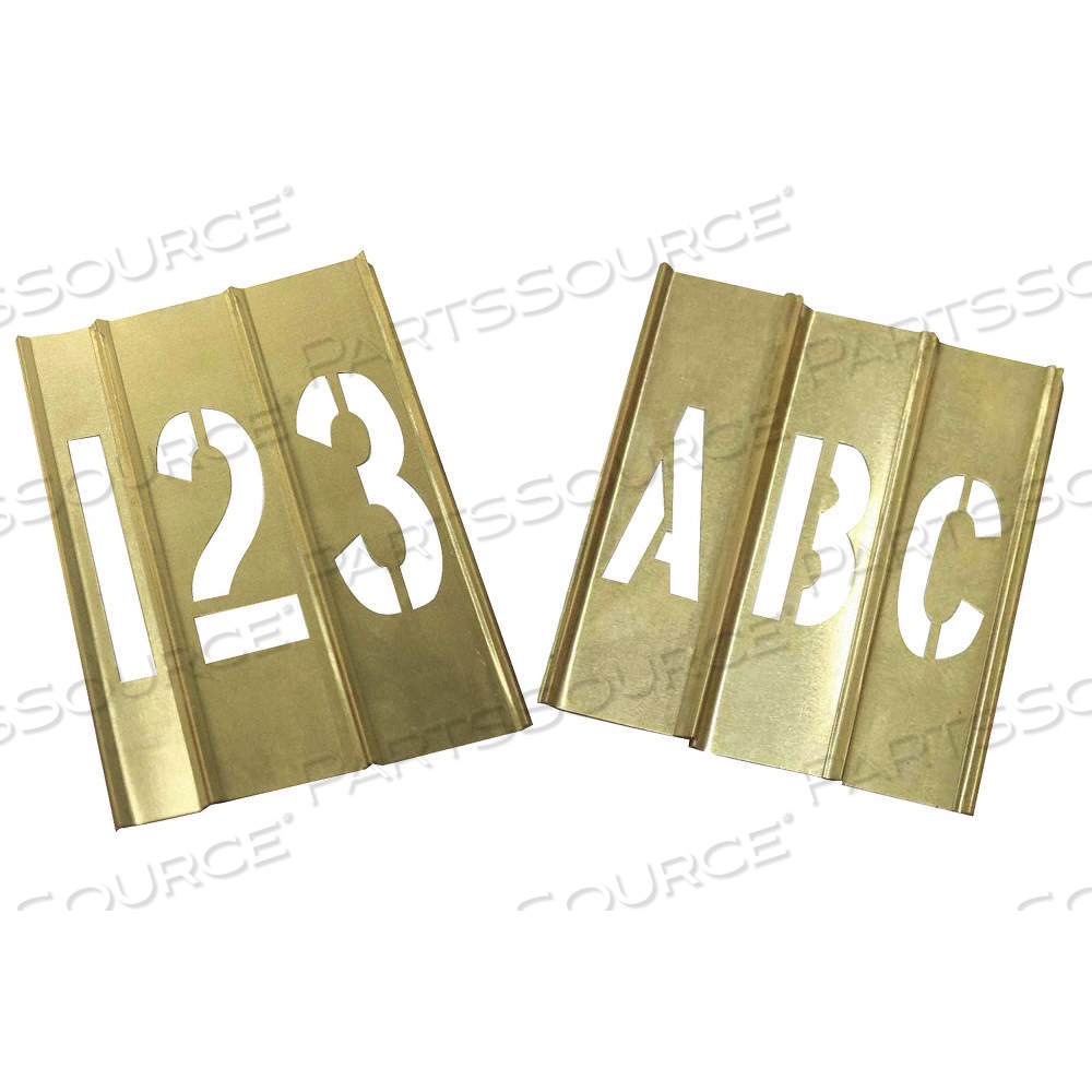 STENCIL KIT, 2 IN CHARACTER HT, BRASS, INTERLOCKING by Approved Vendor