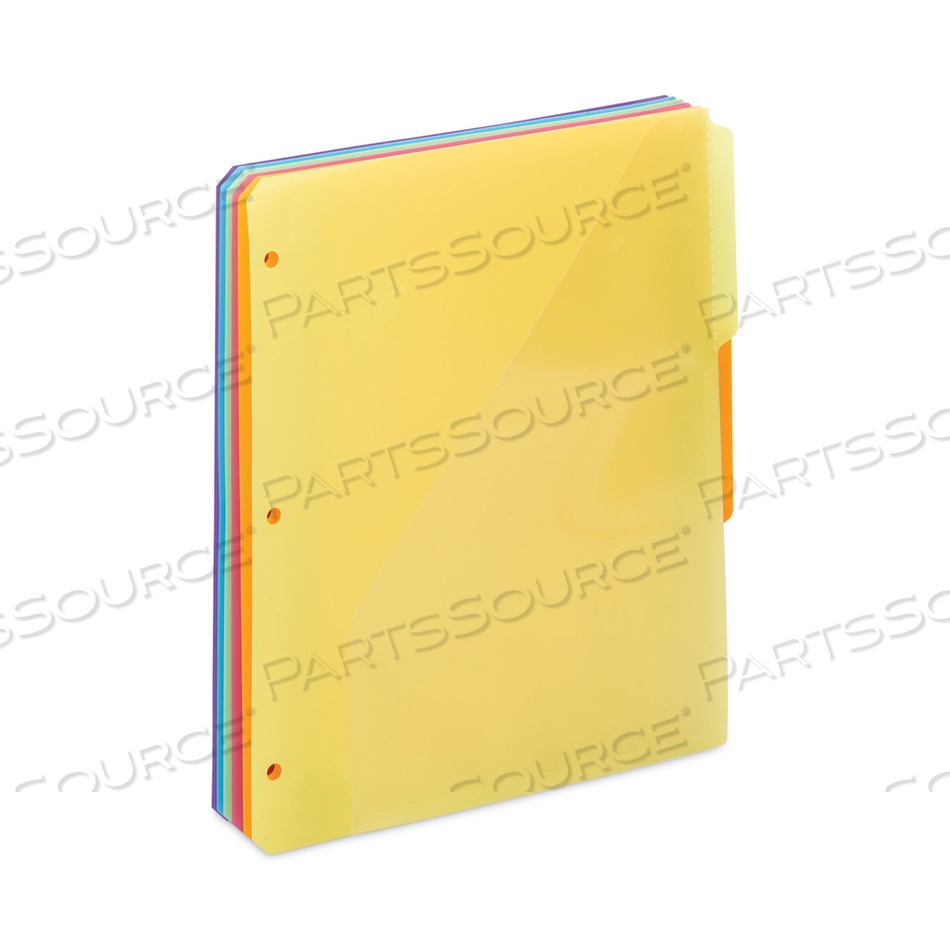 THREE-RING BINDER POLY INDEX DIVIDERS WITH POCKET, 9.75 X 11.25, ASSORTED COLORS by Smead