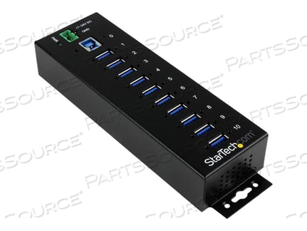 ADD TEN USB 3.0 (5GBPS) PORTS WITH THIS DIN RAIL OR SURFACE-MOUNTABLE METAL HUB by StarTech.com Ltd.