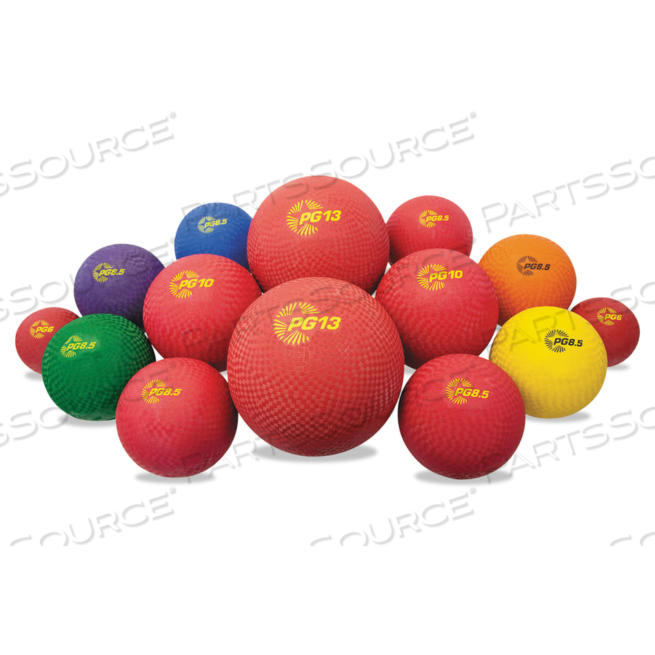 PLAYGROUND BALL SET, MULTI-SIZE, MULTI-COLOR, NYLON, 14/SET by Champion Sports PLAYGROUND BALL SET, MULTI-SIZE, MULTI-COLOR, NYLON, 14/SET by Champion Sports