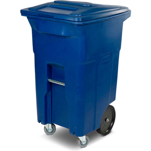 HEAVY DUTY TWO-WHEEL TRASH CART W/CASTERS, 64 GALLON RECYCLING BLUE by Toter