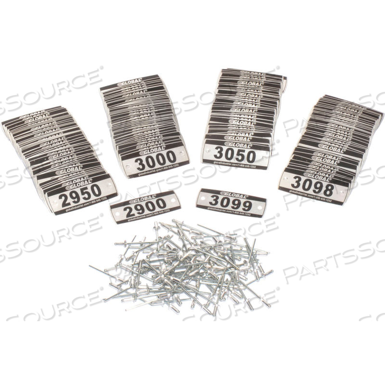 LOCKER NUMBER PLATE KIT, NUMBERED 2900-3099, 200/PACK by Precision Sourcing LOCKER NUMBER PLATE KIT, NUMBERED 2900-3099, 200/PACK by Precision Sourcing