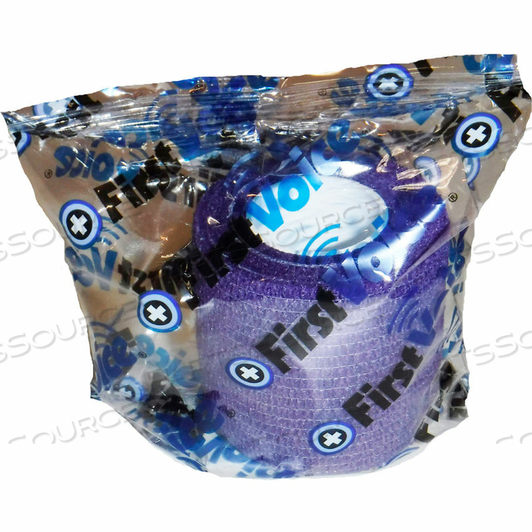 FIRST VOICE 2" X 5 YARDS SELF ADHESIVE BANDAGE, NON-LATEX, DARK PURPLE, PACK OF 8 by First Voice