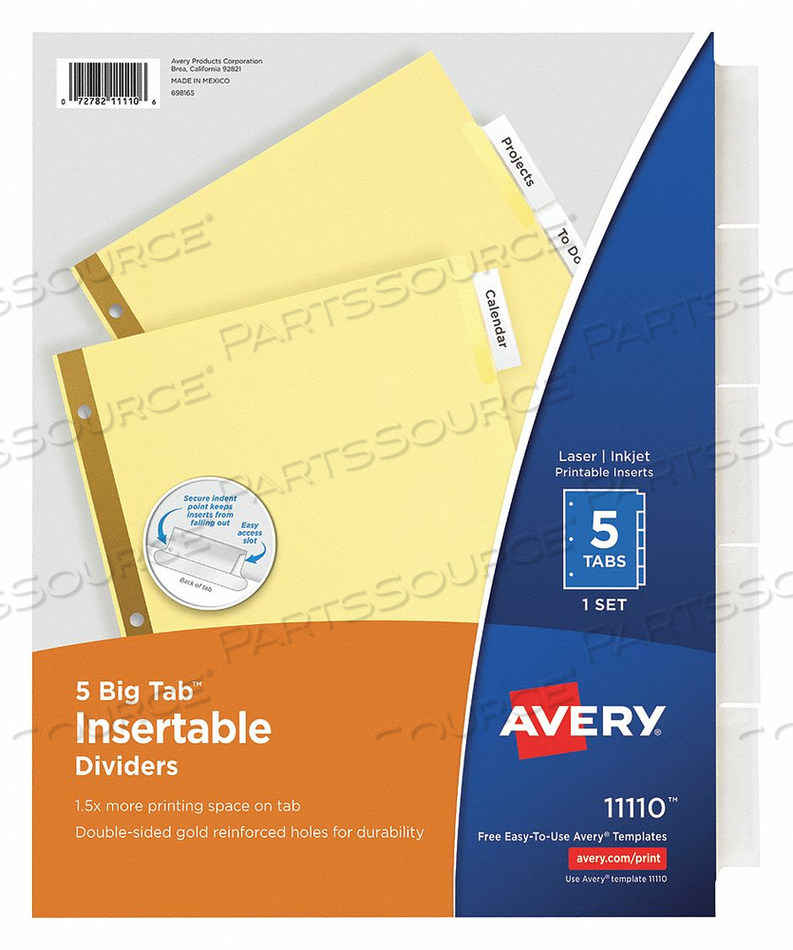 BINDER DIVIDER INSERTABLE TRANSPARENT by Avery