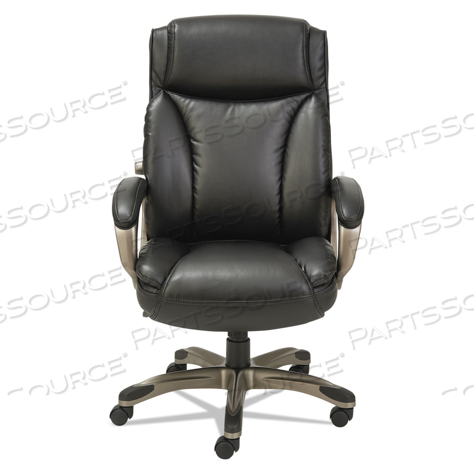 ALERA VEON SERIES EXECUTIVE HIGH-BACK BONDED LEATHER CHAIR, SUPPORTS UP TO 275 LB, BLACK SEAT/BACK, GRAPHITE BASE by Alera