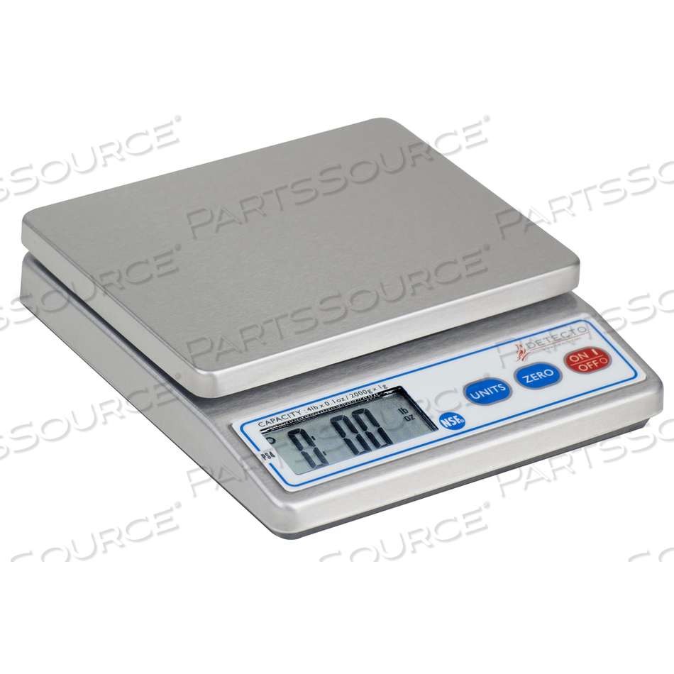 PORTION SCALE, ELECTRONIC, 4 LB, 5.9 IN X 4.75 IN, 5 DIGIT, 0.8 IN HIGH LCD by Detecto Scale / Cardinal Scale PORTION SCALE, ELECTRONIC, 4 LB, 5.9 IN X 4.75 IN, 5 DIGIT, 0.8 IN HIGH LCD by Detecto Scale / Cardinal Scale