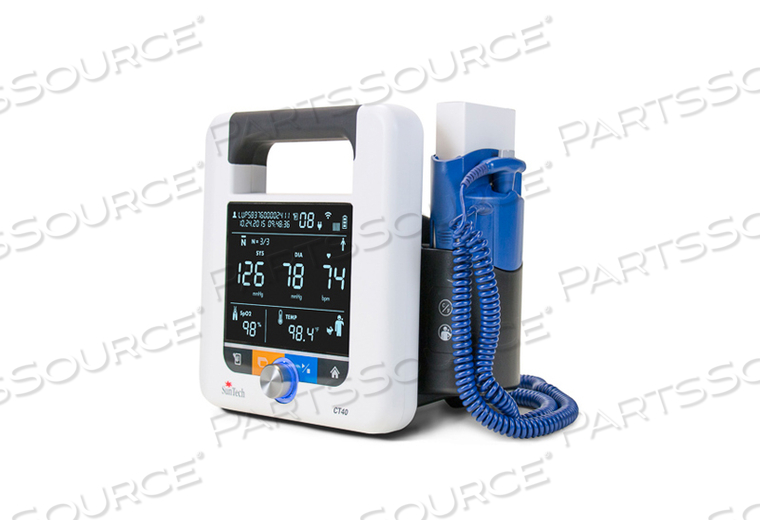 WHITE AND BLACK CT40 VITAL SIGNS BLOOD PRESSURE MONITOR WITH BP AND AC POWER CORD 