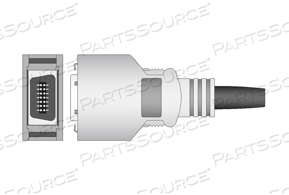 ADAPTER CABLE, 4 MM, 2.2 M CABLE, TPU JACKET, GRAY, MEETS AAMI ANSI EC53 
