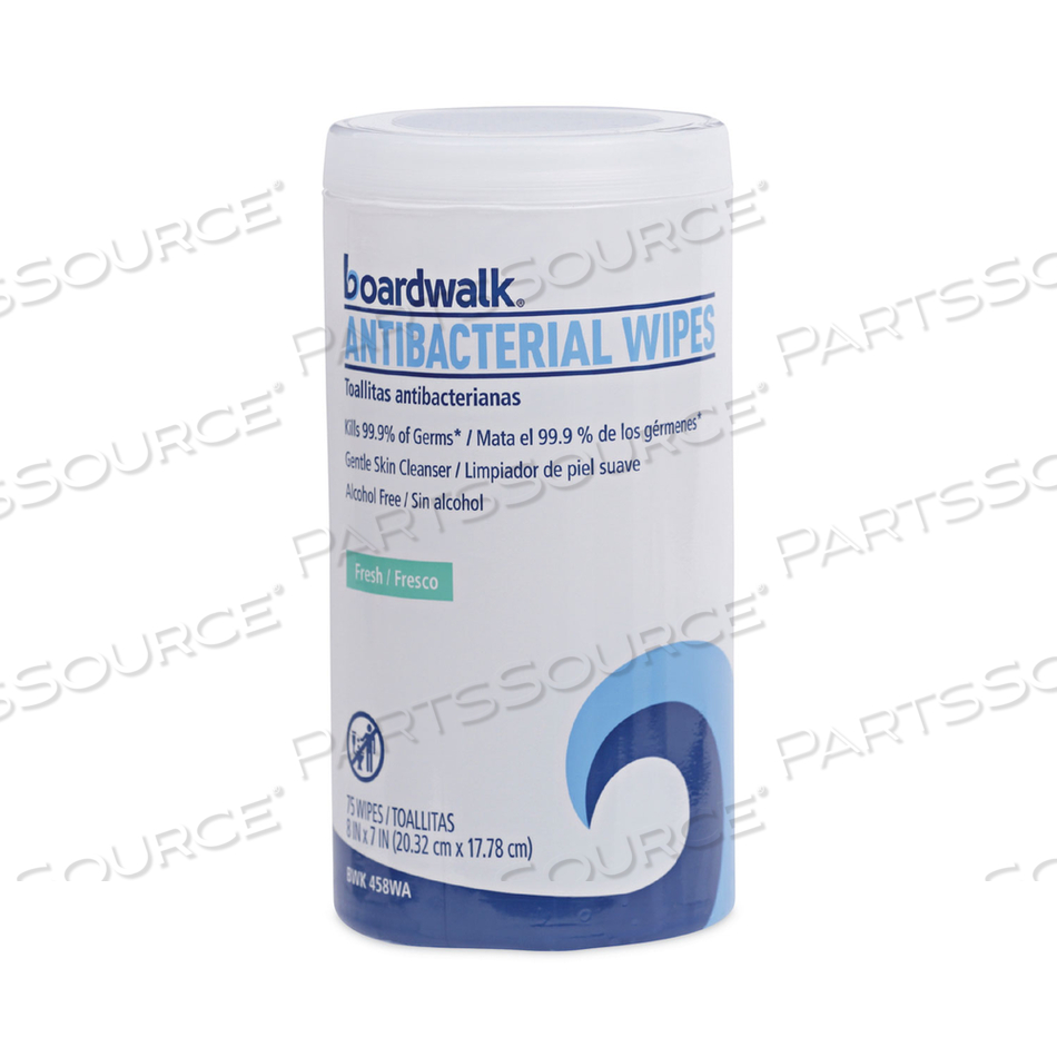 ANTIBACTERIAL WIPES, 5.4 X 8, FRESH SCENT, 75/CANISTER 