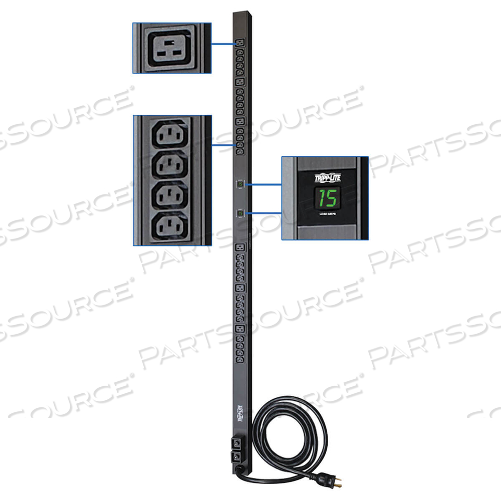 PDU METERED 208V / 240V 30A 6 C19 24, C13 L6-30P VERTICAL 0URM by Tripp Lite