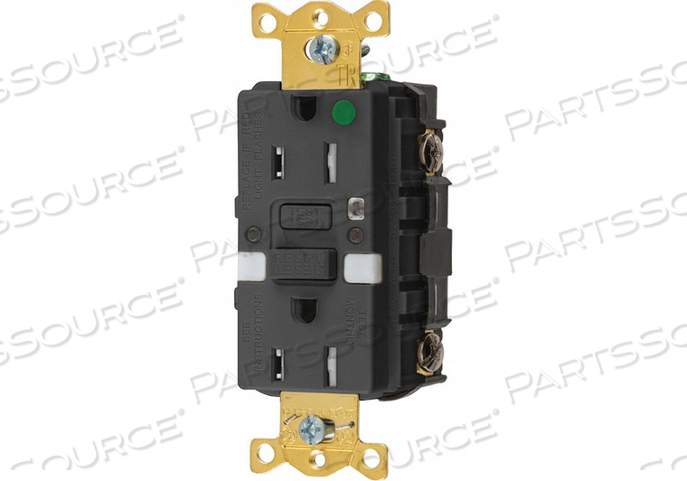 GFCI RCEPTCLE HSPITAL BLK 15A 0.5 HP by Hubbell Incorporated, Wiring Device-Kellums GFCI RCEPTCLE HSPITAL BLK 15A 0.5 HP by Hubbell Incorporated, Wiring Device-Kellums