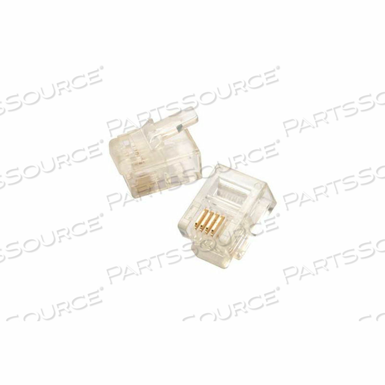 MODULAR PLUG 6P4C - ROUND CABLE, CLEAR, 50 UIN GOLD, 50/PK by Eclipse Enterprises, Inc.