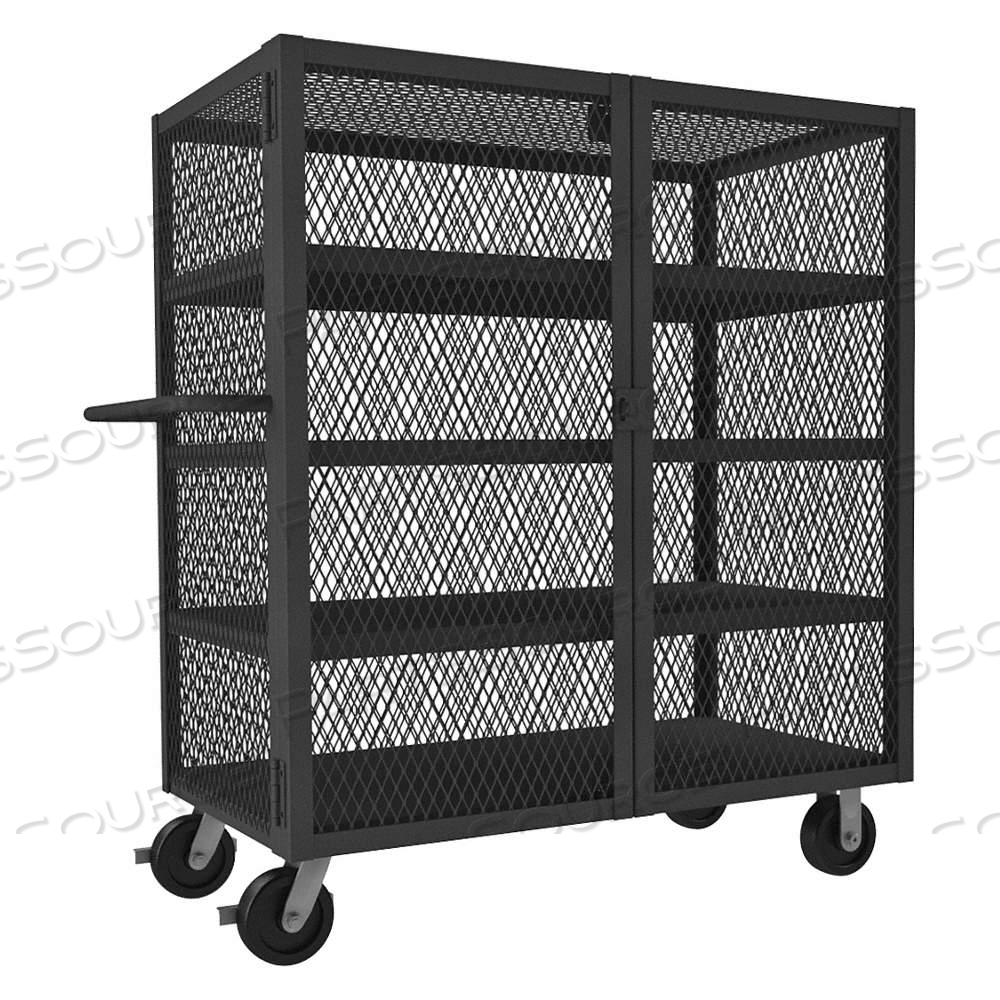 DUAL-LATCH WELDED MESH SECURITY CART WITH FIXED SHELVES, 2,000 LB LOAD CAPACITY by Approved Vendor DUAL-LATCH WELDED MESH SECURITY CART WITH FIXED SHELVES, 2,000 LB LOAD CAPACITY by Approved Vendor