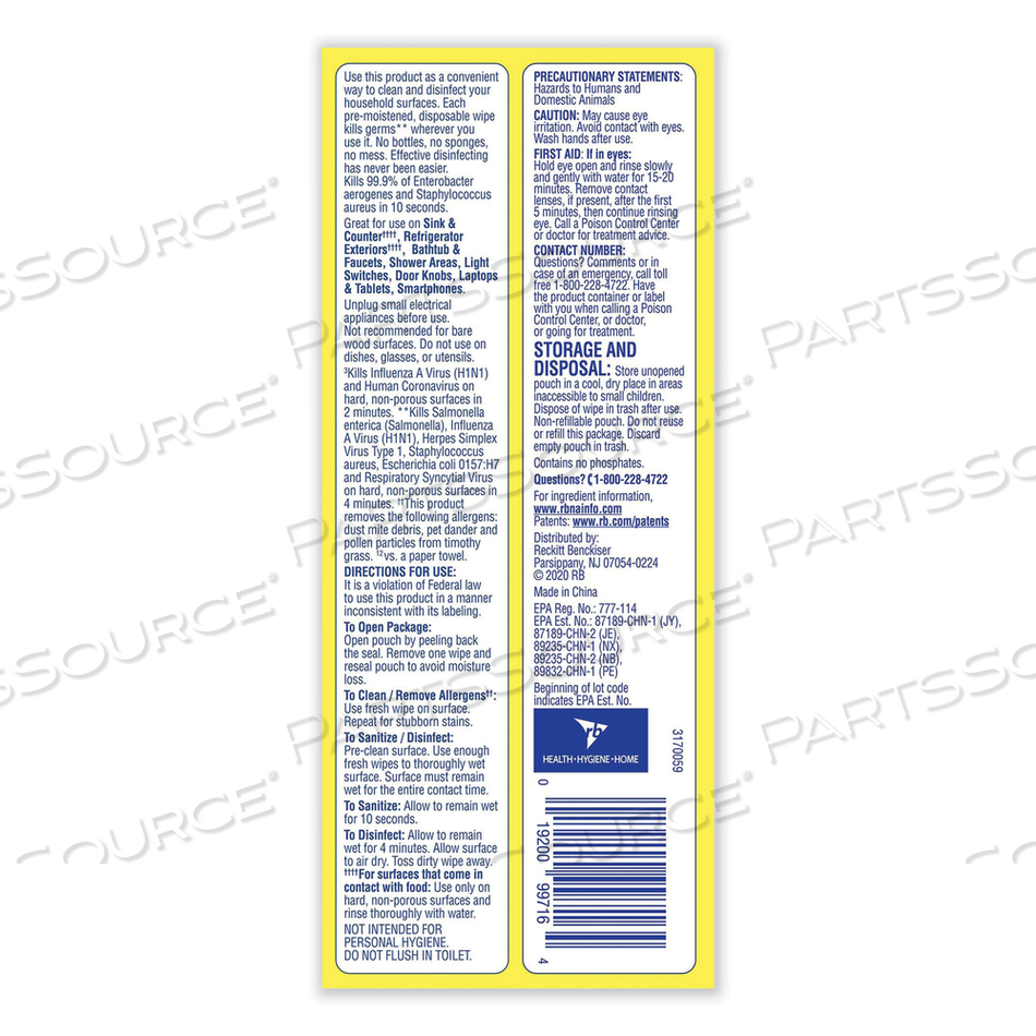 DISINFECTING WIPES FLATPACKS, 6.69 X 7.87, LEMON AND LIME BLOSSOM, 80 WIPES/FLAT PACK, 6 FLAT PACKS/CARTON 