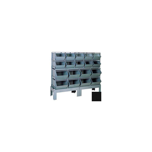 STEEL HOPPER BIN COMPARTMENT SYSTEM, 68"W X 24"D X 58"H, 18 STEEL BINS, BLACK by Stackbin Corporation