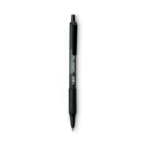 SOFT FEEL BALLPOINT PEN, RETRACTABLE, MEDIUM 1 MM, BLACK INK, BLACK BARREL, DOZEN by BIC