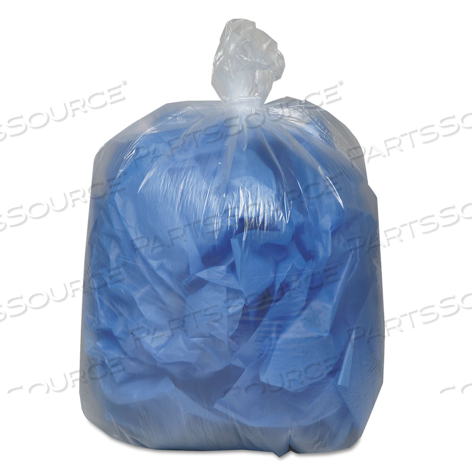 LINEAR LOW DENSITY CLEAR RECYCLED CAN LINERS, 60 GAL, 1.5 MIL, 38" X 58", CLEAR,10 BAGS/ROLL by Earthsense