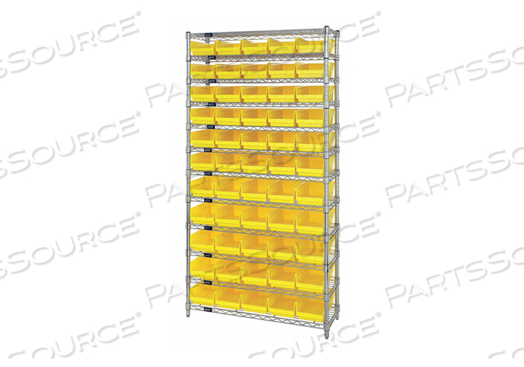 G7061 BIN SHELVING 74 OVERALL H 55 BINS YLLOW by Quantum Storage Systems G7061 BIN SHELVING 74 OVERALL H 55 BINS YLLOW by Quantum Storage Systems