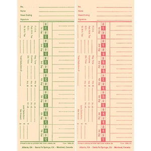 BI-WEEKLY TIME CARD FOR MECHANICAL & AUTOMATIC TIME CLOCK by Lathem Time