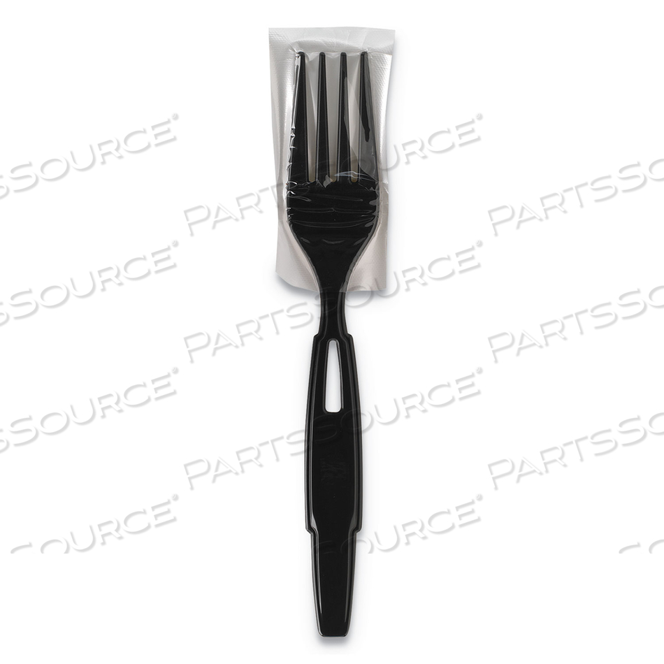 SMARTSTOCK WRAPPED HEAVY-WEIGHT CUTLERY REFILL, FORK, BLACK by Dixie