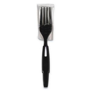 SMARTSTOCK WRAPPED HEAVY-WEIGHT CUTLERY REFILL, FORK, BLACK by Dixie