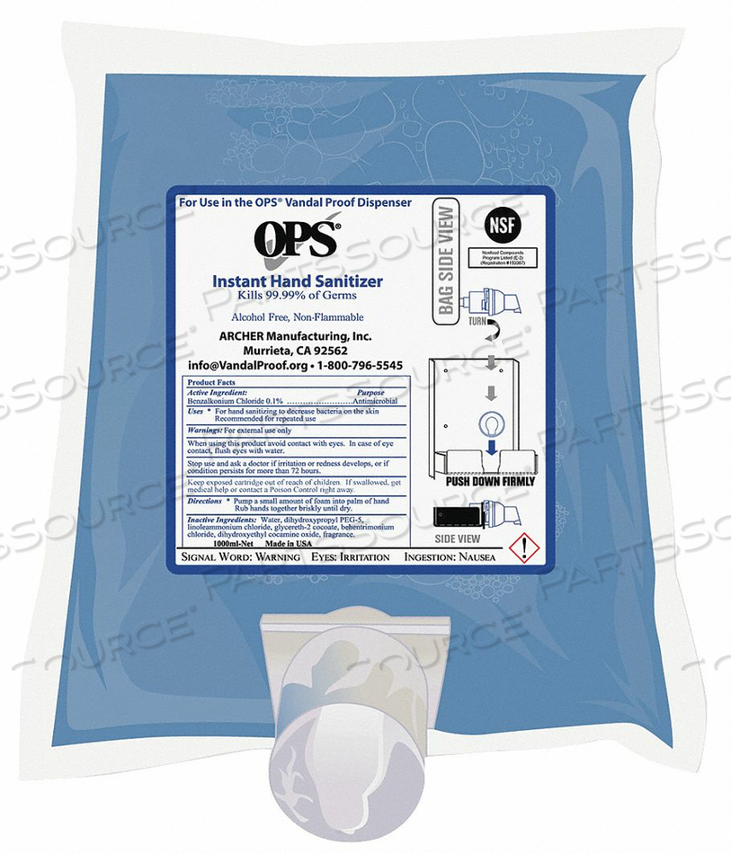 HAND SANITIZER CARTRIDGE REFILL FOAM PK2 by OPS HAND SANITIZER CARTRIDGE REFILL FOAM PK2 by OPS