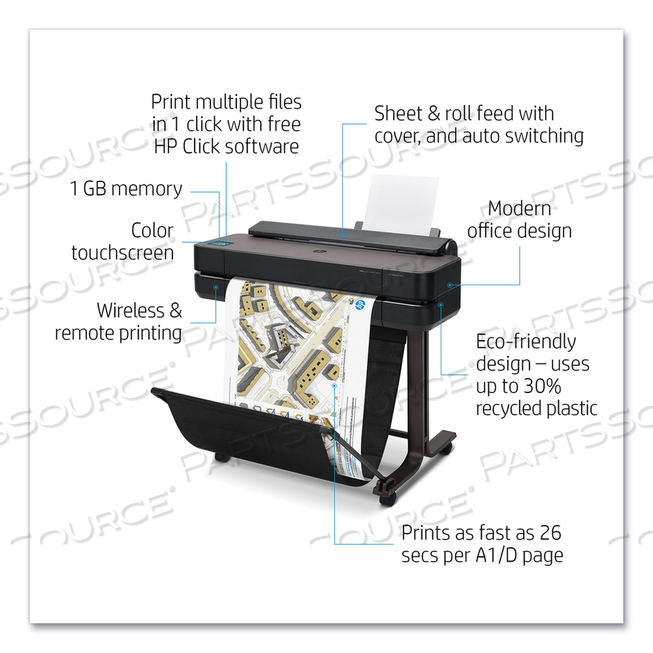 DESIGNJET T650 24" LARGE-FORMAT WIRELESS PLOTTER PRINTER 