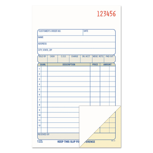 2-PART SALES BOOK, 12 LINES, TWO-PART CARBON, 6.69 X 4.19, 50 FORMS TOTAL by Adams