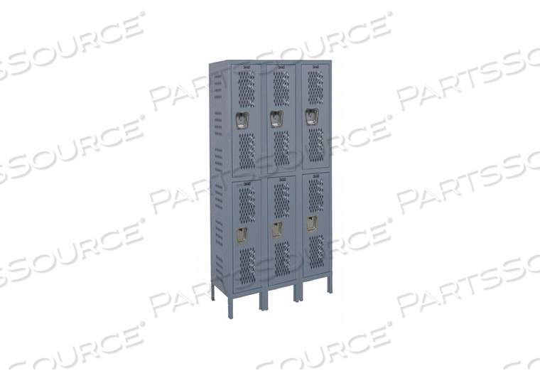 U3818-2HDV HEAVY-DUTY VENTILATED LOCKER DOUBLE TIER 18X21X36 6 DOORS UNASSEMBLED DARK GRAY by Hallowell