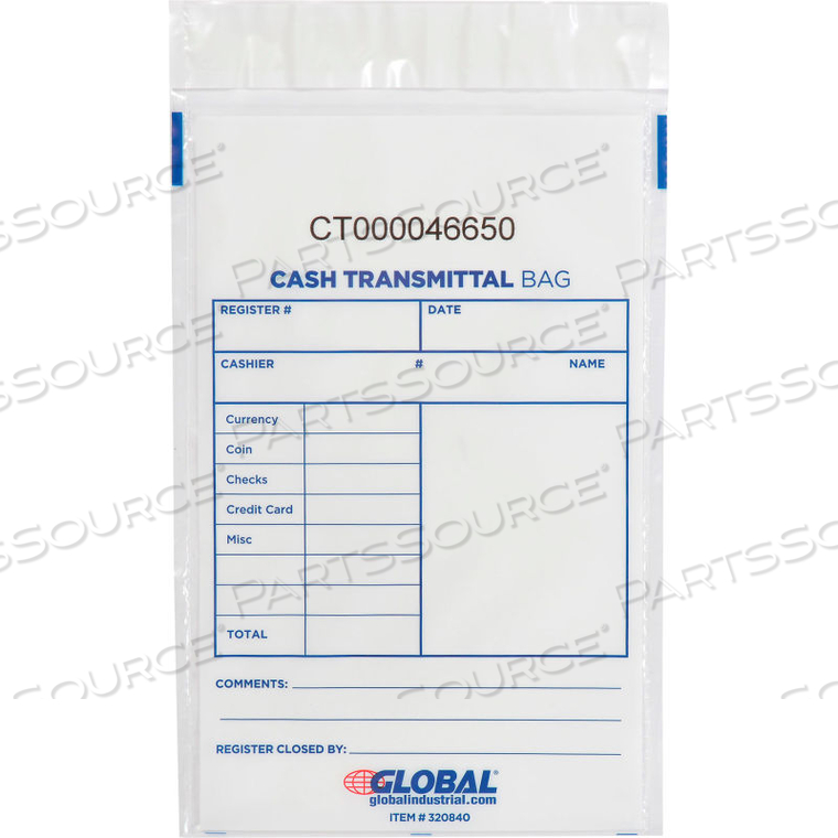 CASH TRANSMITTAL CLEAR BAG, 6"W X 9"H, 100/PACK by Nelmar Security Packaging Systems CASH TRANSMITTAL CLEAR BAG, 6"W X 9"H, 100/PACK by Nelmar Security Packaging Systems