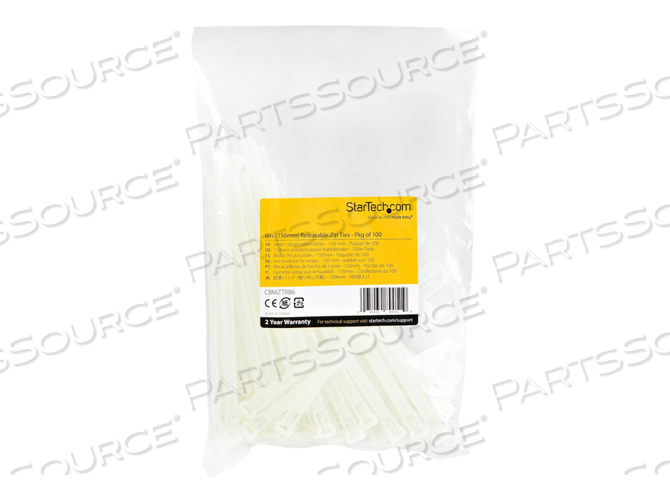 15CM(6") REUSABLE CABLE TIES, 7MM(1/4") WIDE, 35MM(1-3/8") BUNDLE DIA. 22KG(50LB) TENSILE STRENGTH, RELEASABLE NYLON TIES, INDOOR/OUTDOOR, 9 by StarTech.com Ltd. 15CM(6") REUSABLE CABLE TIES, 7MM(1/4") WIDE, 35MM(1-3/8") BUNDLE DIA. 22KG(50LB) TENSILE STRENGTH, RELEASABLE NYLON TIES, INDOOR/OUTDOOR, 9 by StarTech.com Ltd.