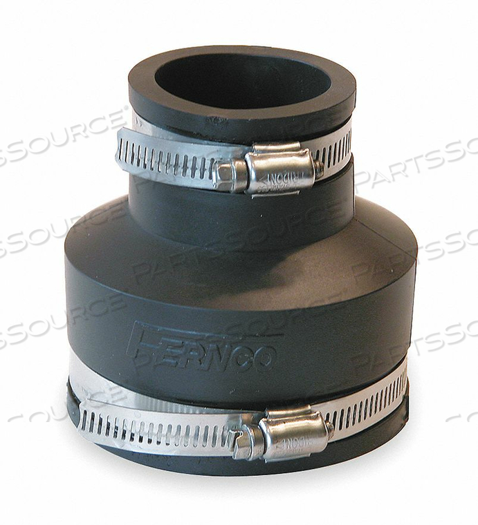 FLEXIBLE COUPLING, PVC, FOR 1 1/2 IN_3 IN PIPE, 4 IN OVERALL LG, 2 CLAMPS INCLUDED by Fernco