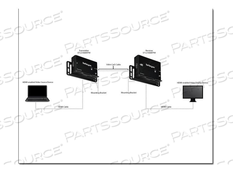 100M L CABLE BLACK STEEL CAT5E HDBASET EXTENDER KIT WITH (1) HDMI EXTENDER/(1) HDMI RECEIVER/(4) MOUNTING BRACKETS/(2) FOOT PAD SET by StarTech.com Ltd.