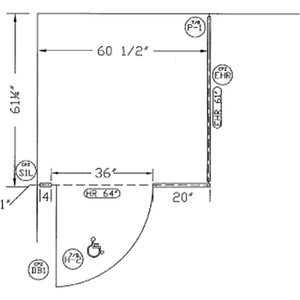 PLASTIC LAMINATE COMPLETE IN-CORNER ADA APPROVED COMPARTMENT ALMOND by Metpar Corp